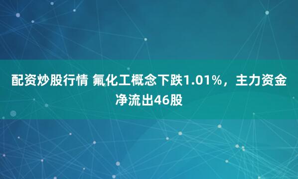 配资炒股行情 氟化工概念下跌1.01%，主力资金净流出46股